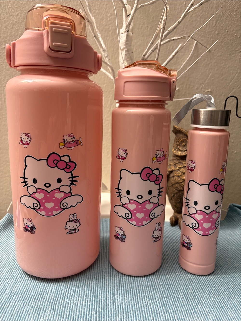 Hello Kitty Pink Kids Hydration Bottle Trio with Heart Print 
NWOT🌸